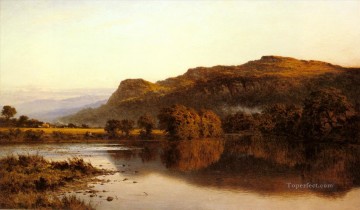 ブルック川の流れ Painting - 平和な水が風景を滑る場所 ベンジャミン・ウィリアムズ リーダー川